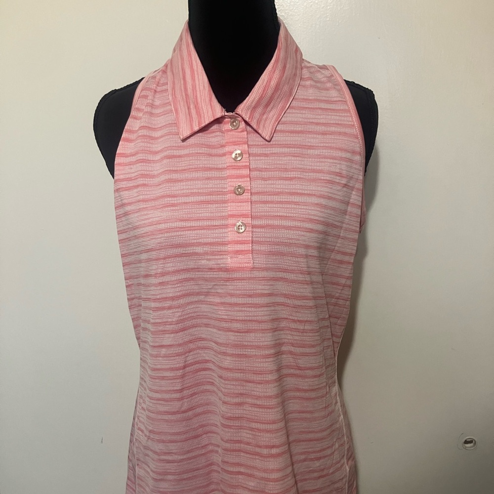 Chic Pink Striped Sleeveless Button Down Shirt